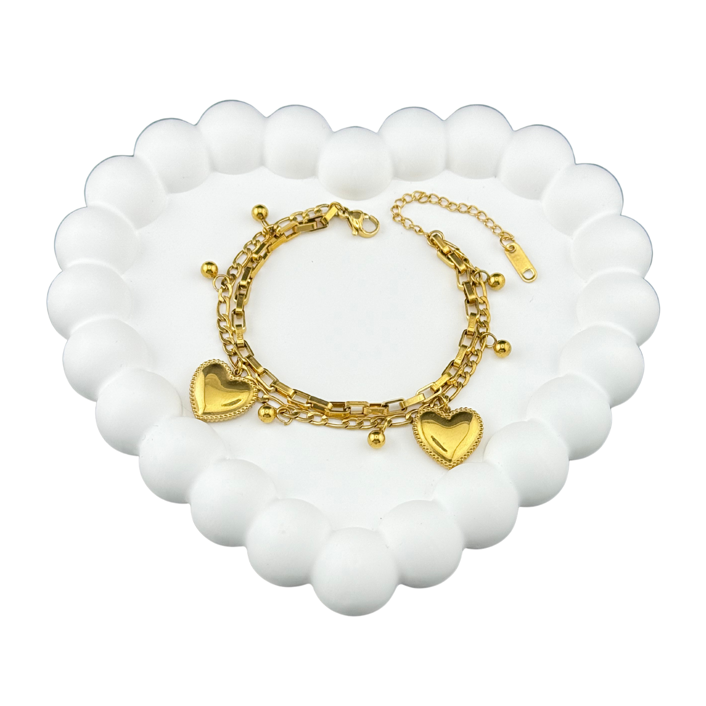 Multi Layered Heart Charm Bracelet