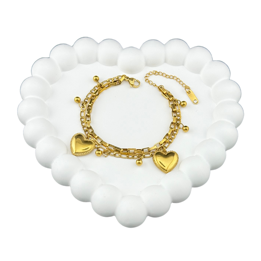 Multi Layered Heart Charm Bracelet