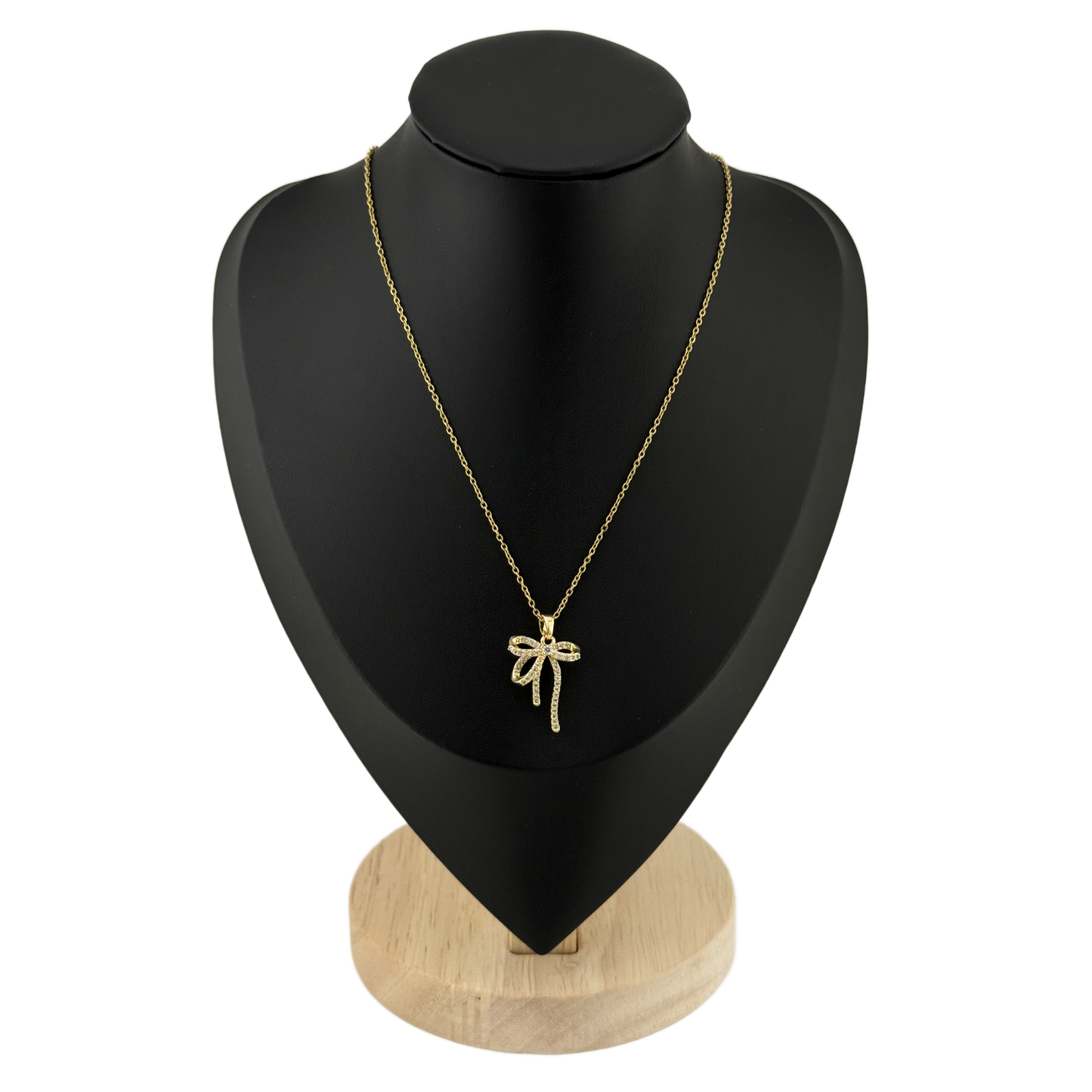 White Stone Bow Knot Pendant Necklace