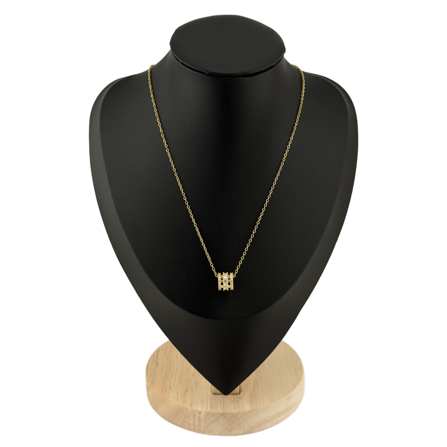 White Stone Cylinder Pendant Necklace