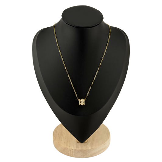 White Stone Cylinder Pendant Necklace