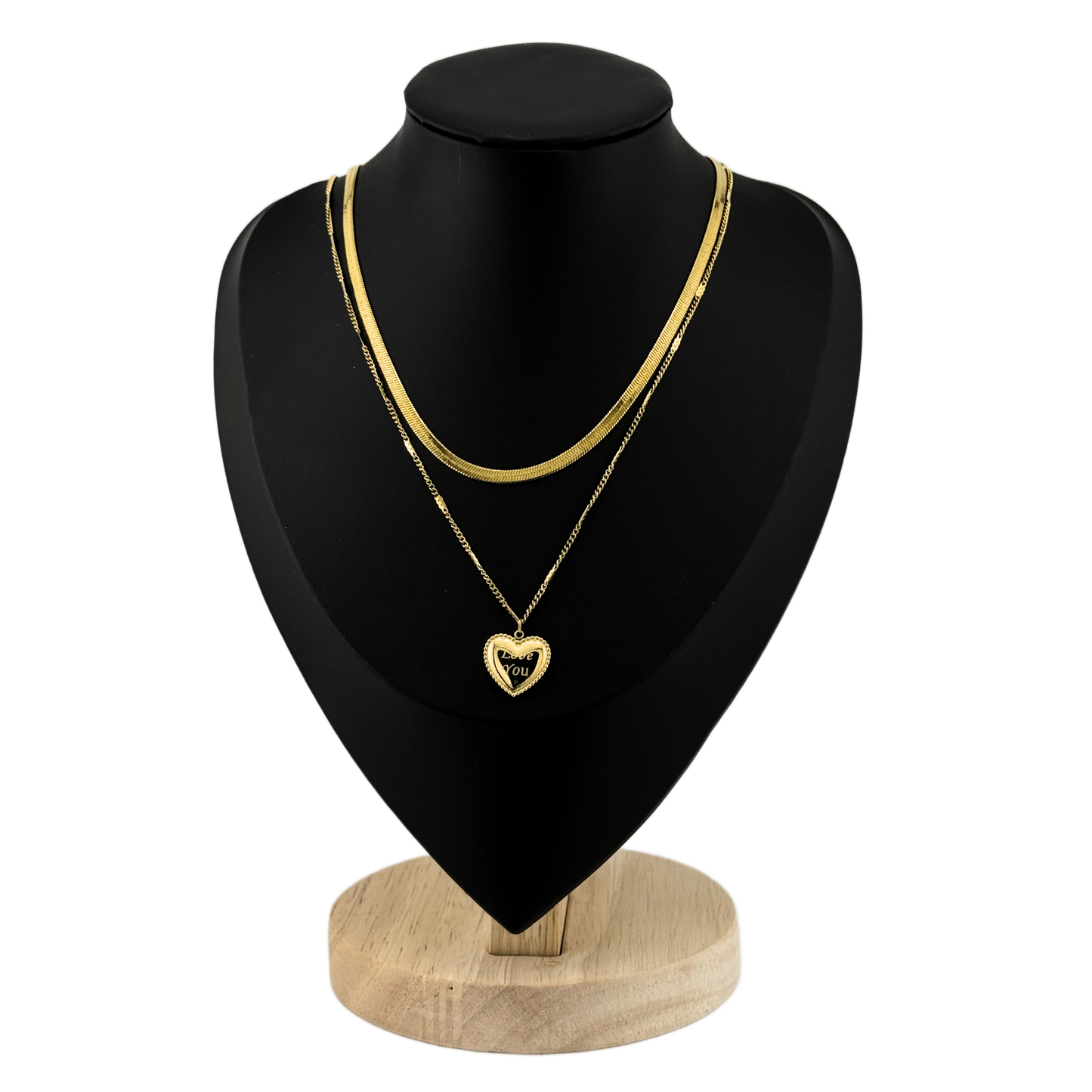 Double Layered Heart Pendant Necklace