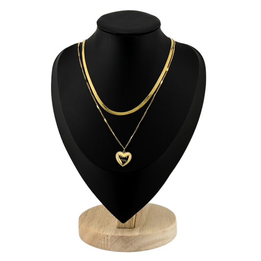Double Layered Heart Pendant Necklace