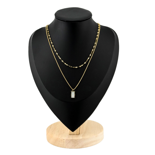 Double Layer White Pendant Necklace