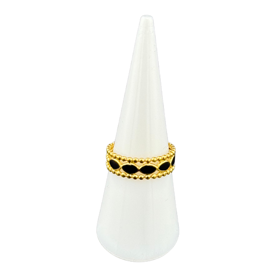 Geometric design Black Enamel Ring