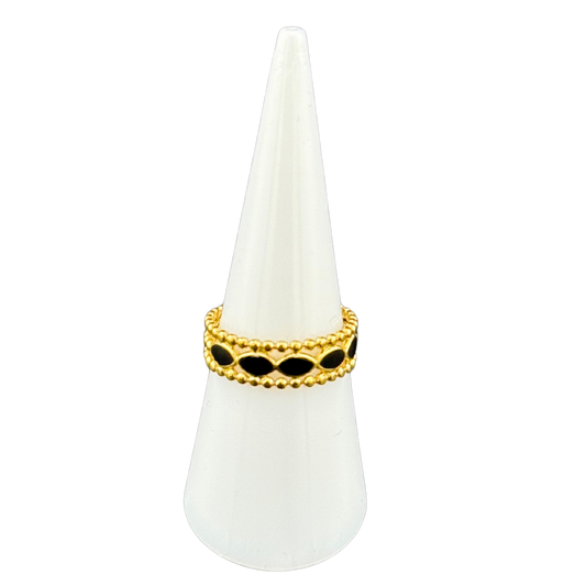 Geometric design Black Enamel Ring