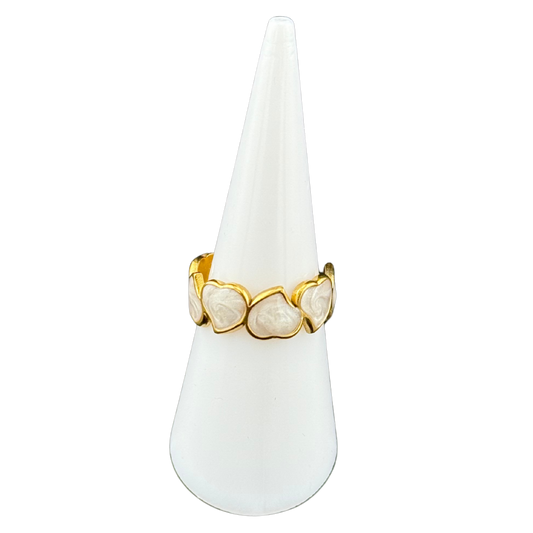 White Enamel Heart to Heart Ring